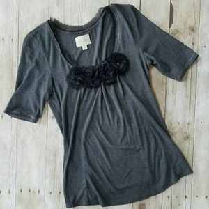 Deletta gray short sleeved tunic tee, size small